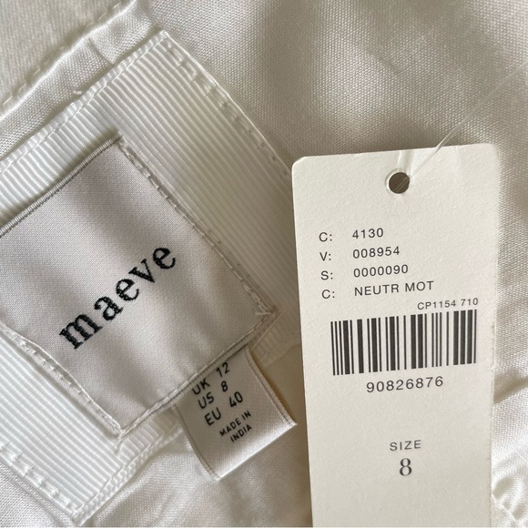 Anthropologie Dress The Brynne 3D Spaghetti Strap by Maeve White Cherries Size 8 - Picture 14 of 16